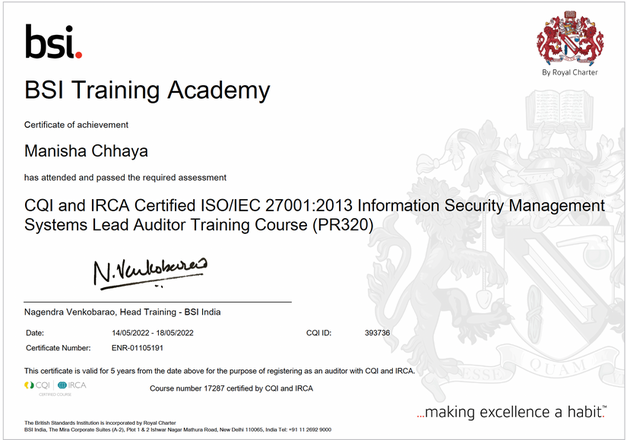 ISO 27001 Information Security Management Systems Lead Auditor Training